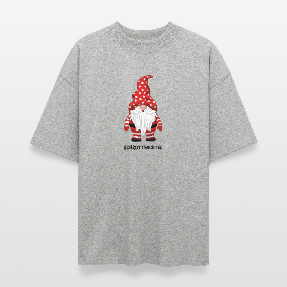 Oversized Unisex Bio T-Shirt mit SCHROTTWICHTEL PRINT - Grau meliert