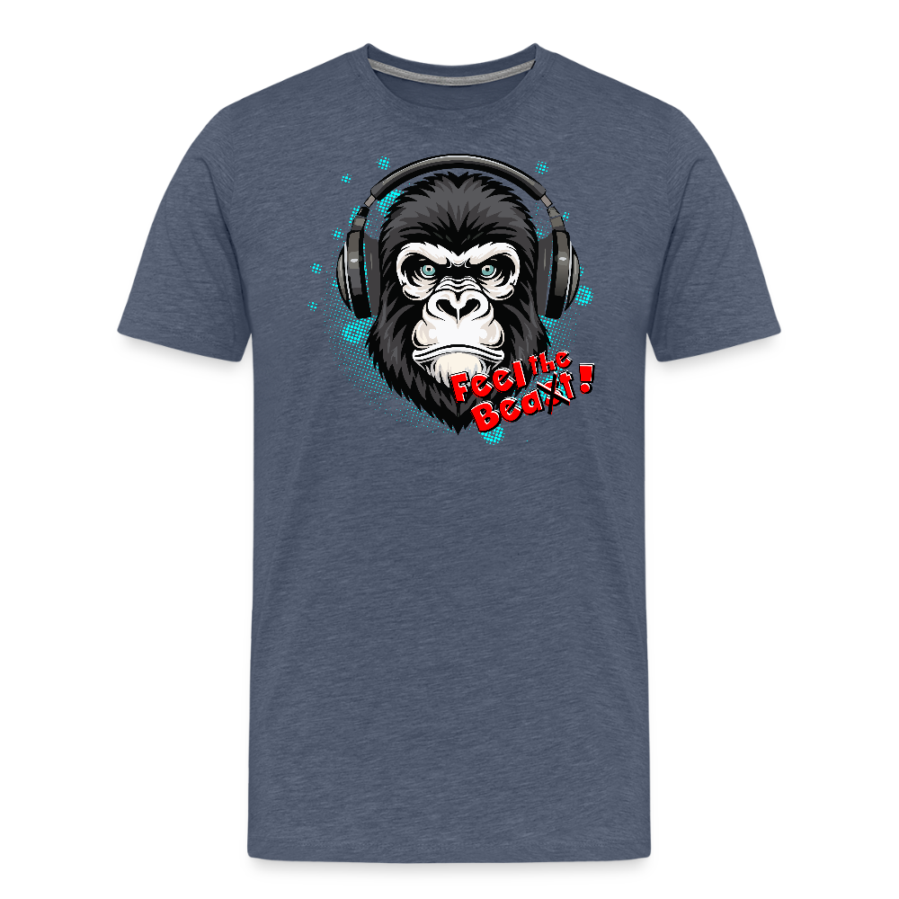 Männer Premium T-Shirt mit FEEL THE BEA(S)T PRINT - Blau meliert