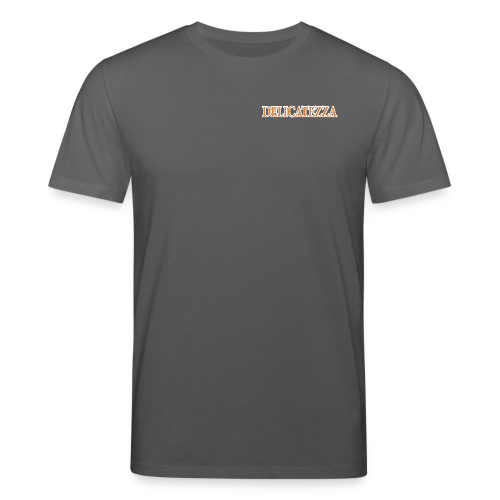 Unisex Bio-T-Shirt mit DELICATEZZA SARDINE PRINT Vorder- und Rückseite - Anthrazit
