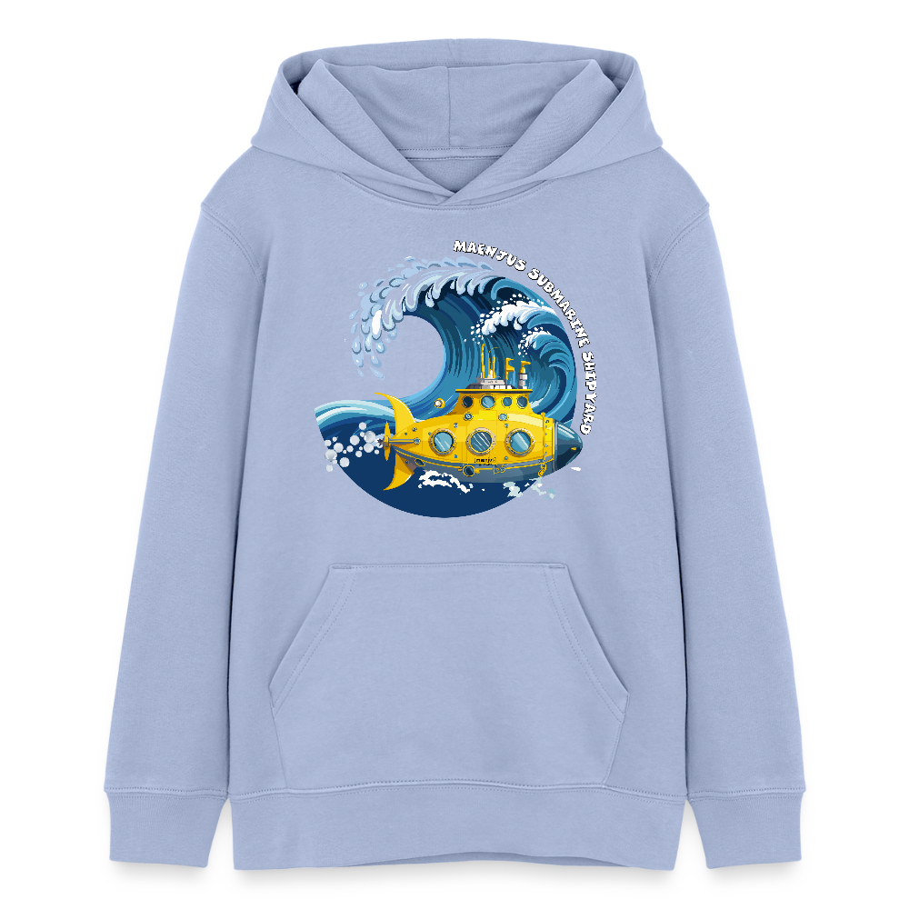 Teens Bio-Hoodie mit MAENJUS SUBMARINE SHIPYARD PRINT - Sky