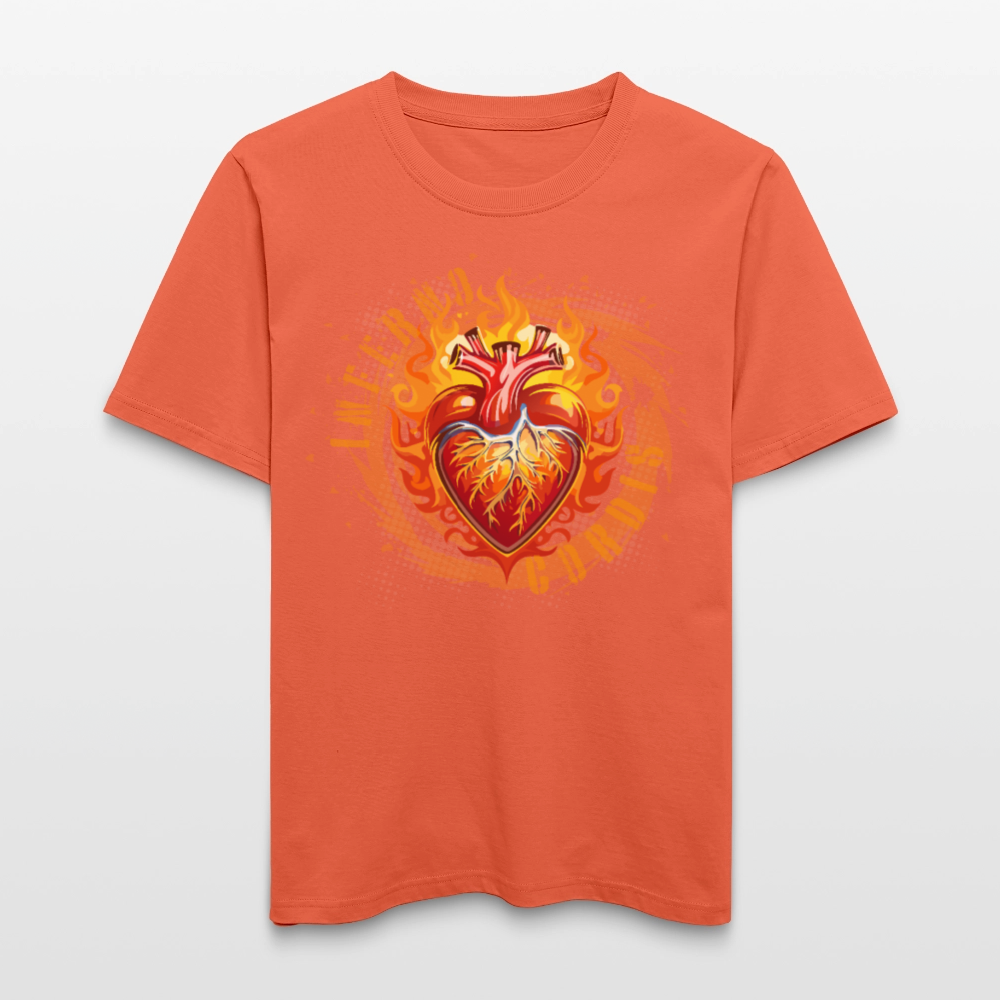 Unisex Bio-T-Shirt mit FEUERHERZ ORANGE PRINT - Hellrot