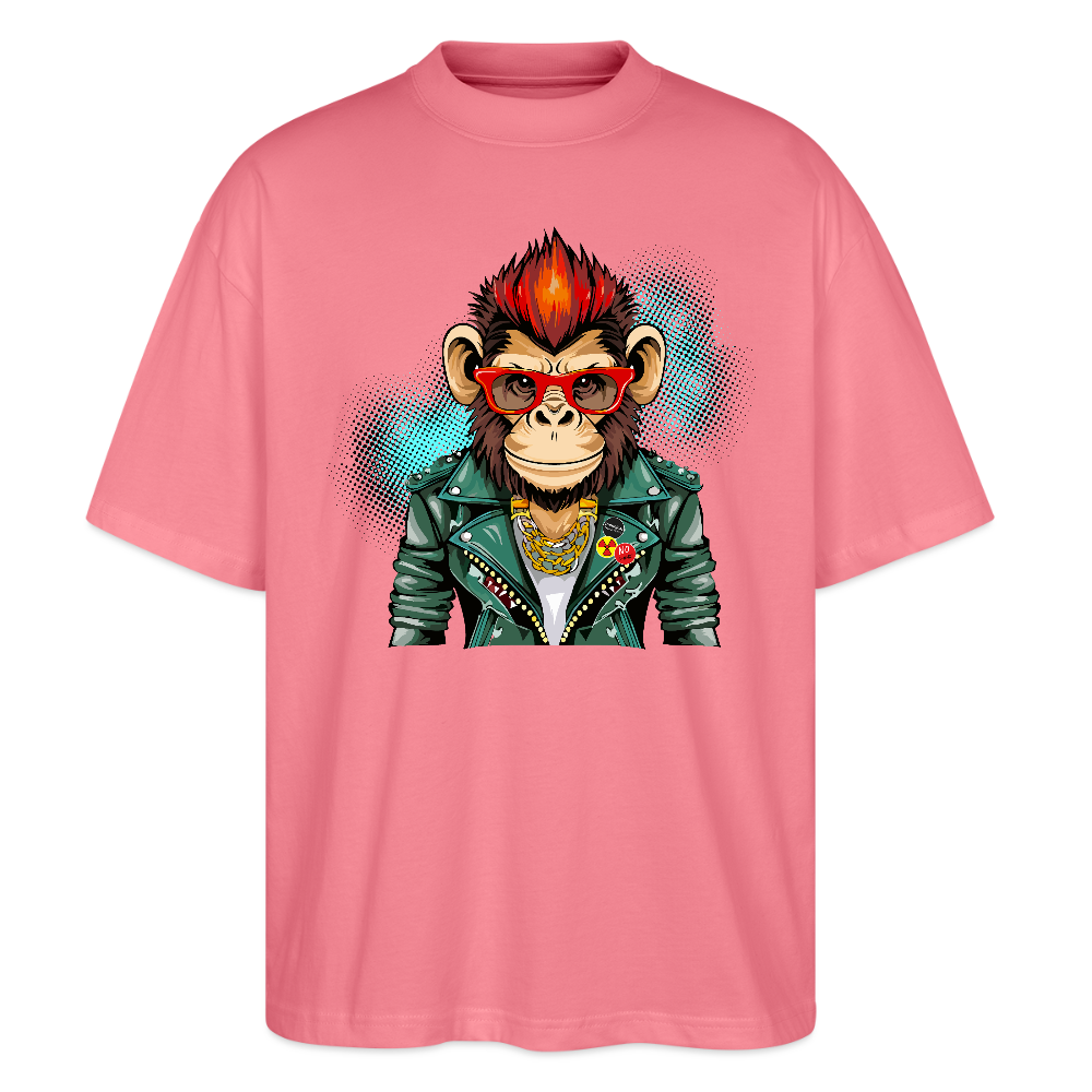 Oversized Unisex T-Shirt mit MONKEY PRINT - Pink 