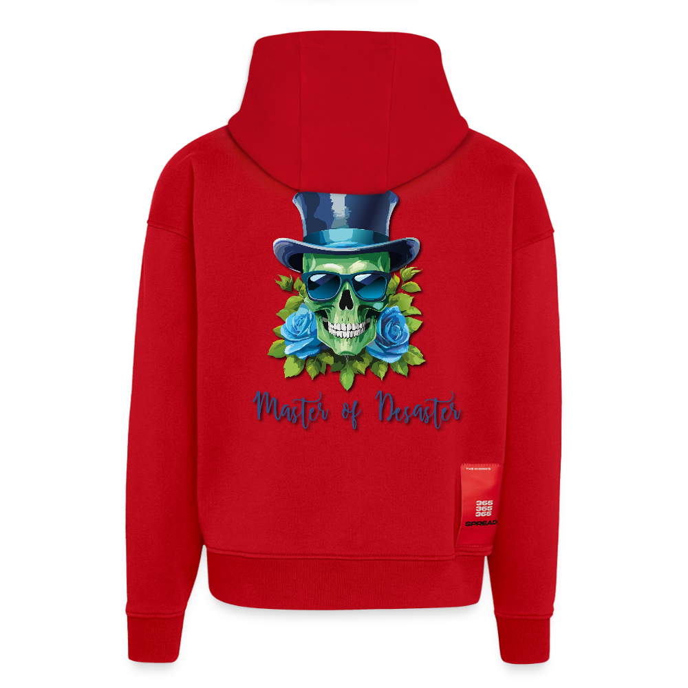 Heavyweight Oversized Organic Hoodie mit MASTER OF DESASTER SKULL PRINT - Rot