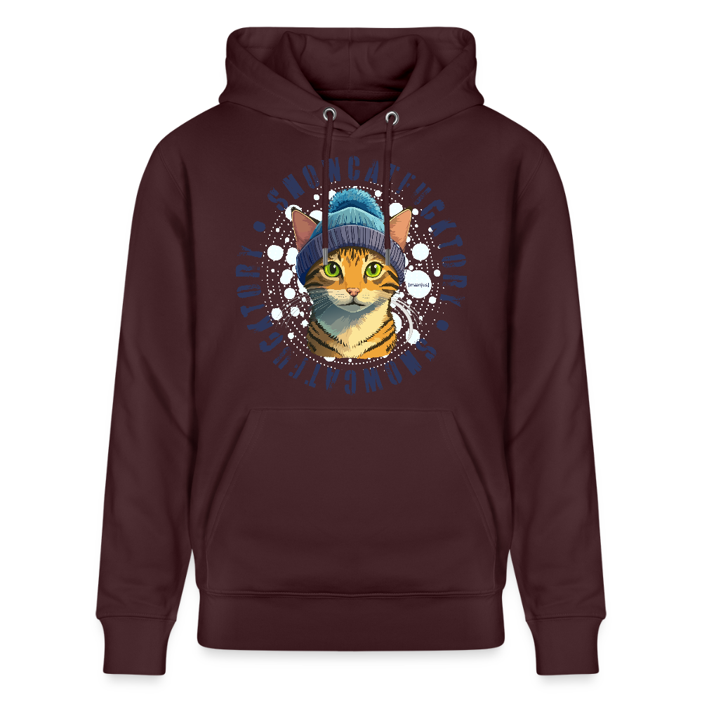 SUnisex Bio-Hoodie mit SNOWCATFUCKTORYPRINT - Maroon