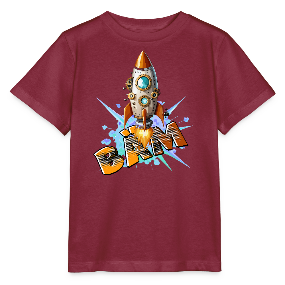 MNJS KIDS Bio T-Shirt mit BÄM PRINT - Burgunderrot