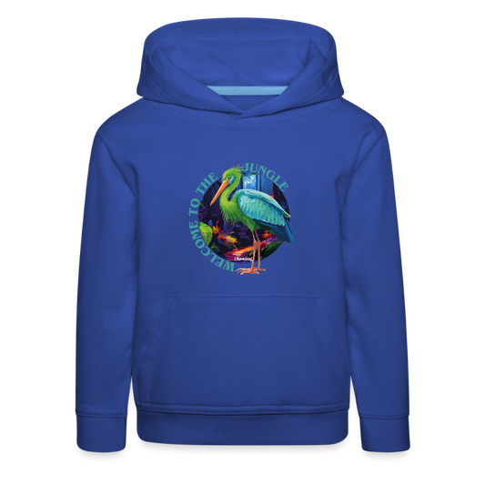 MNJS KIDS Premium Hoodie mit WELCOME TO THE JUNGLE PRINT - Royalblau