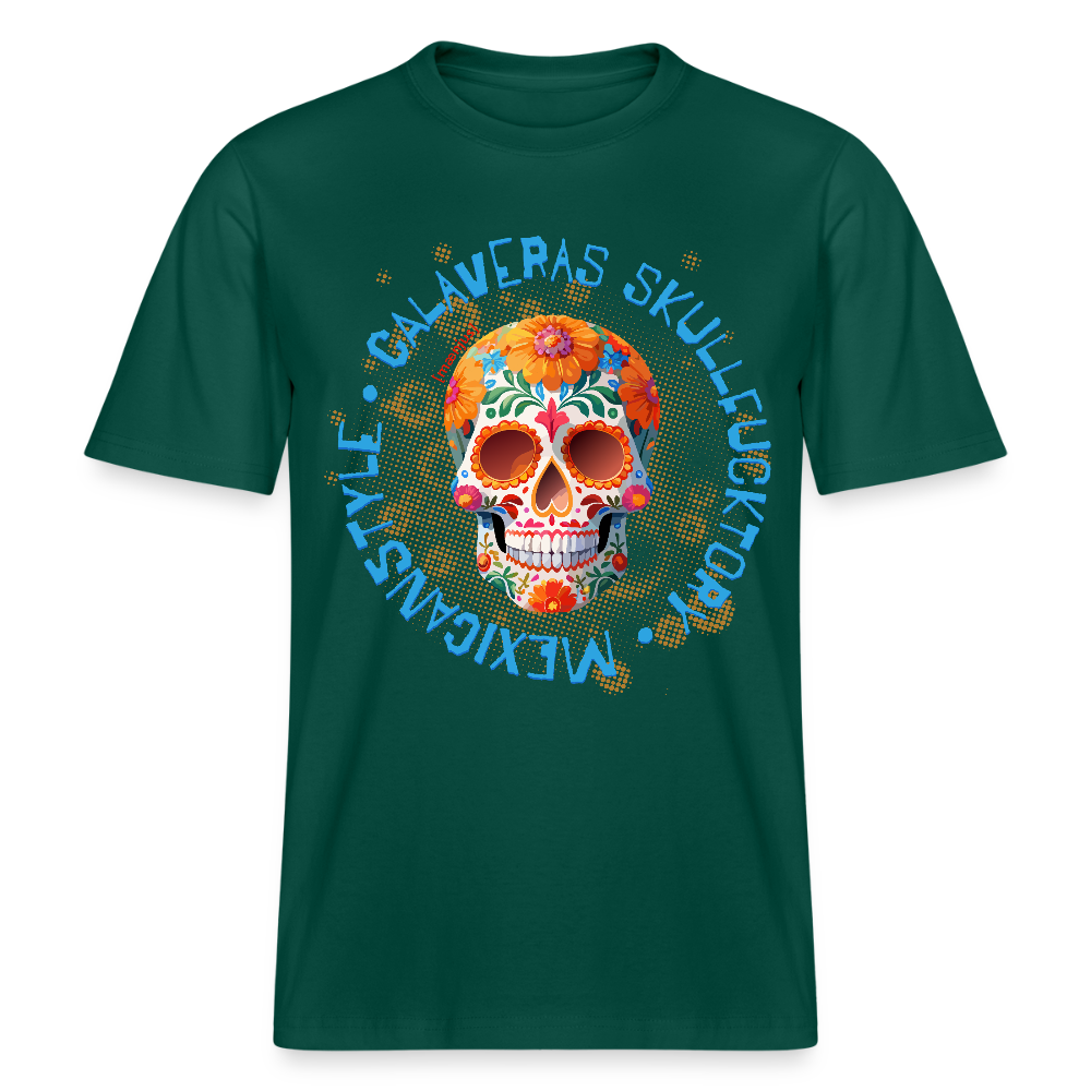 Relaxed Fit Unisex Bio-T-Shirt mit CALAVERAS MEXICANSTYLE PRINT Vorderseite - Forest