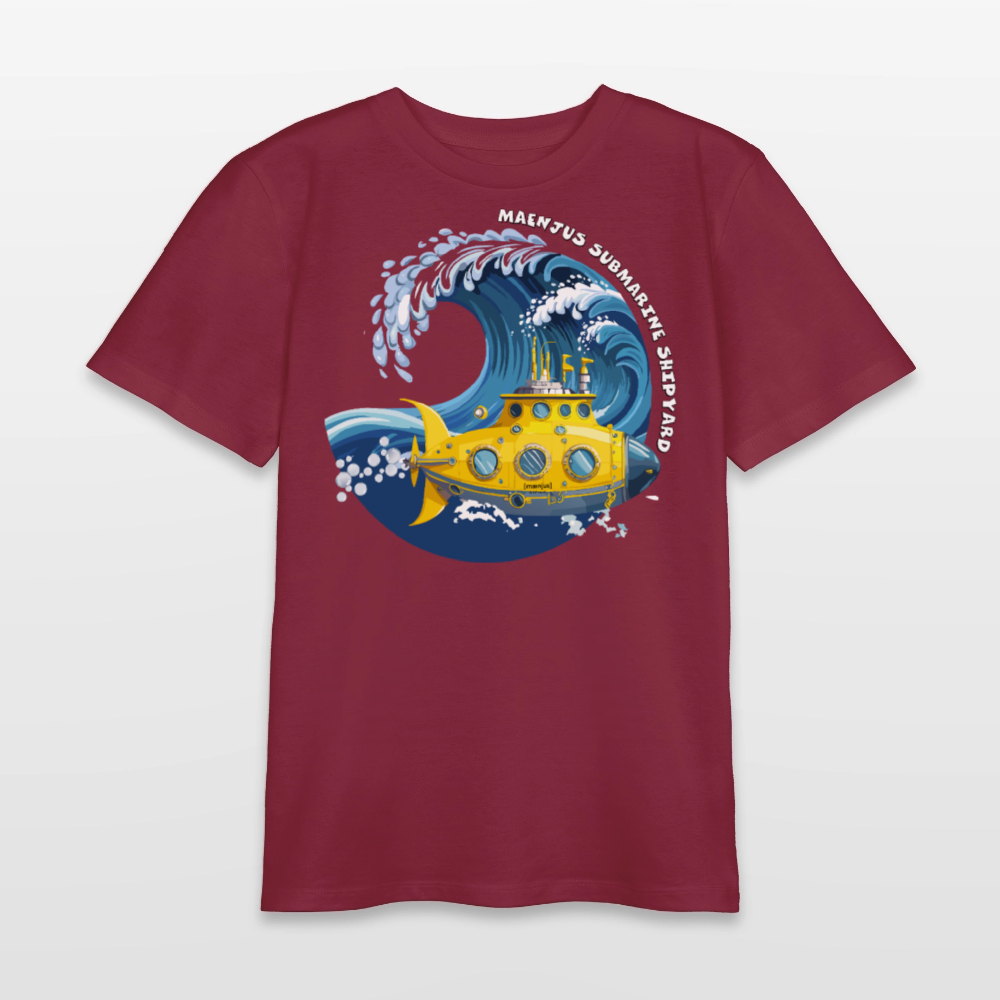 MNJS TEENS Bio T-Shirt mit SUBMARINE SHIPYARD PRINT - Burgunderrot