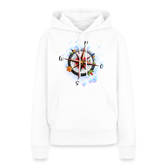 Frauen Premium Hoodie mit WINDROSE PRINT - Weiß