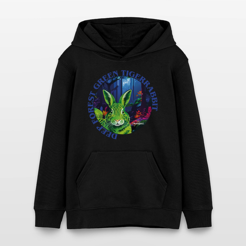 MNJS TEENS Bio-Hoodie mit DEEP FOREST GREEN TIGERRABBIT PRINT - Schwarz