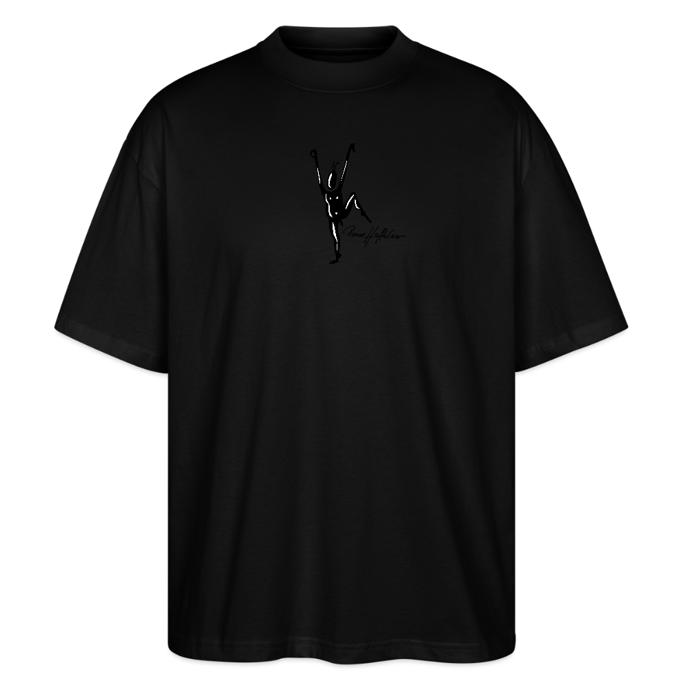 Oversized Unisex Bio T-Shirt mit TUSCHEMÄNNCHEN PRINT - Schwarz