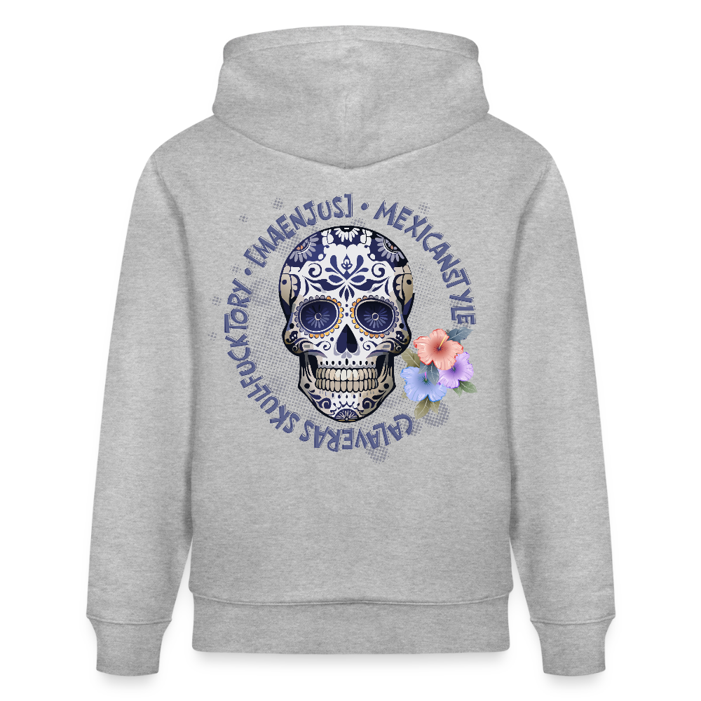 Unisex Hoodie mit MAENJUS MEXICANSTYLE PRINT Vorder- und Rückseite - Grau meliert
