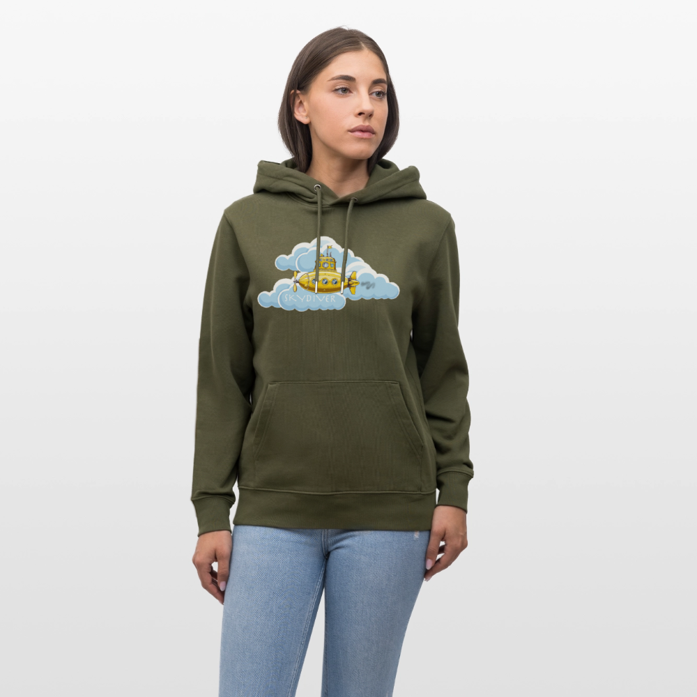 Unisex Bio-Hoodie mit SKYDIVER PRINT - Khaki Grün