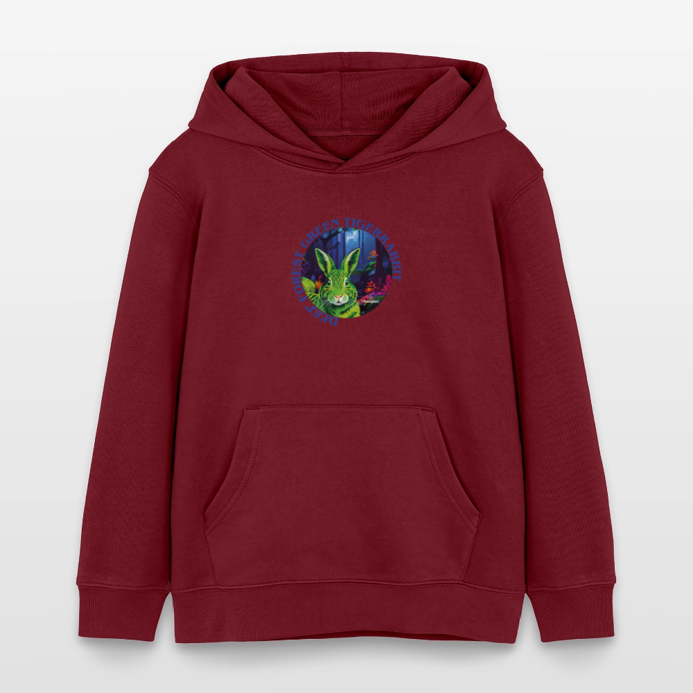 MNJS KIDS Bio-Hoodie mit DEEP FOREST GREEN TIGERRABBIT PRINT - Burgunderrot