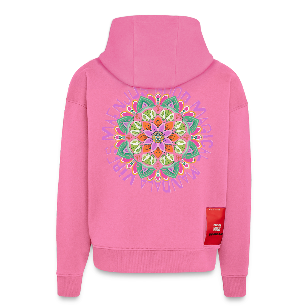 Heavyweight Oversized Organic Hoodie Made in EU mit Mandala Vibes Print - AURA PINK