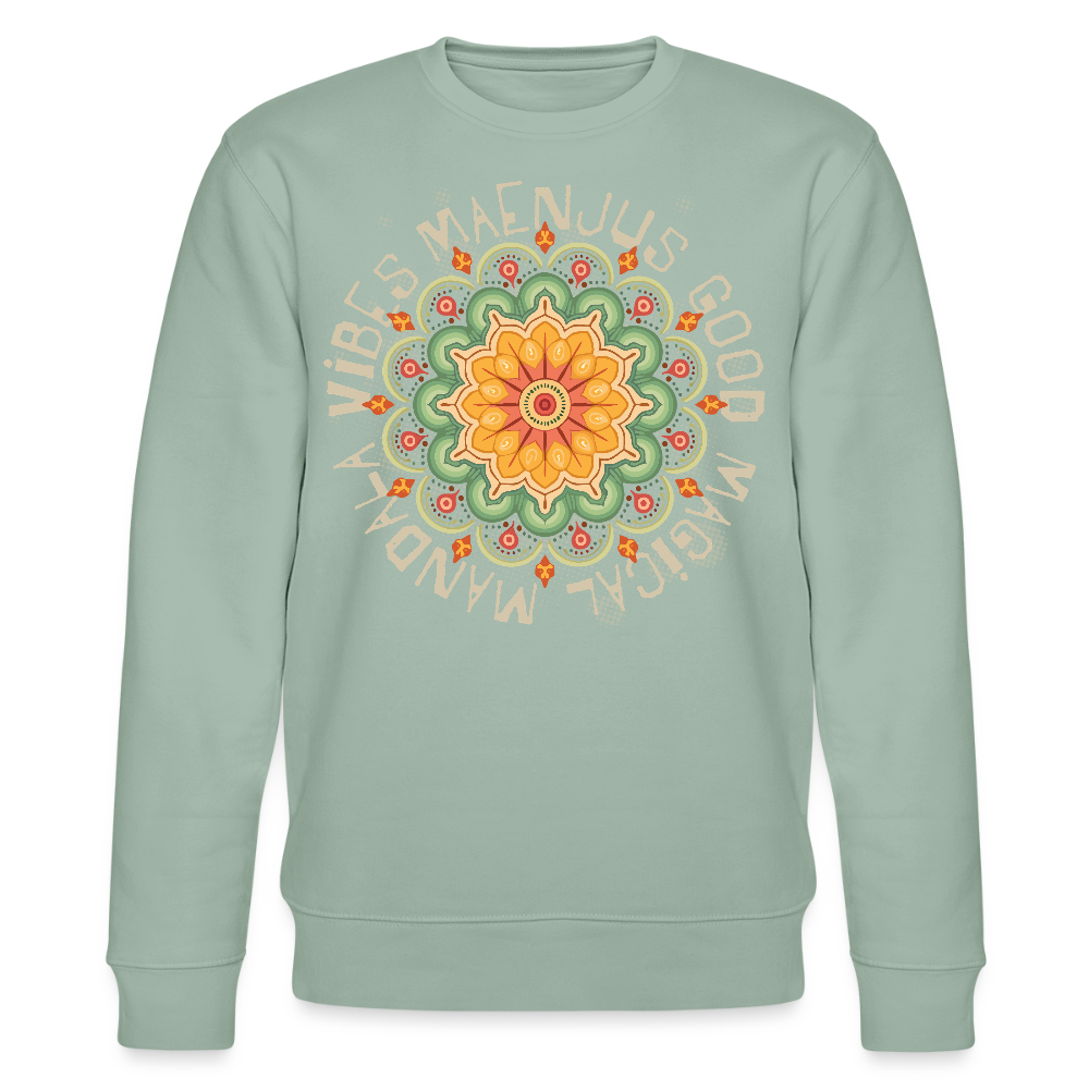 Unisex Bio-Sweatshirt mit MANDALA VIBES PRINT - Helles Graugrün