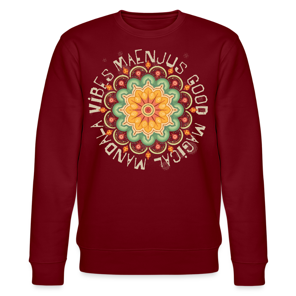 Unisex Bio-Sweatshirt mit MANDALA VIBES PRINT - Burgunderrot