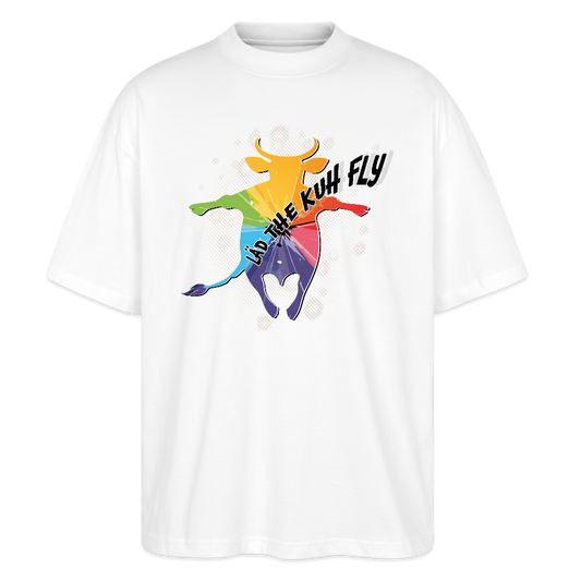 Oversized Unisex T-Shirt mit LÄDEN THE KUH FLY PRINT - Weiß
