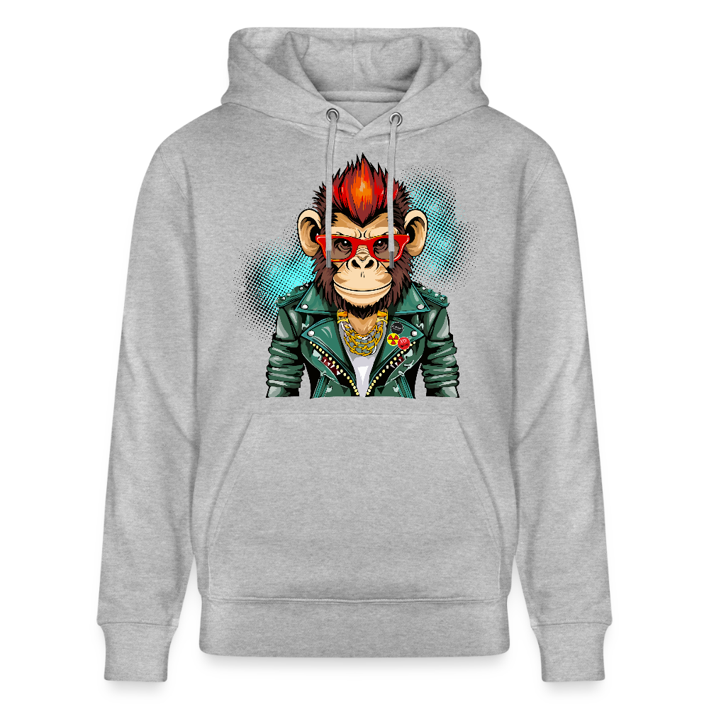 Unisex Hoodie mit MONKEY PRINT - Grau meliert