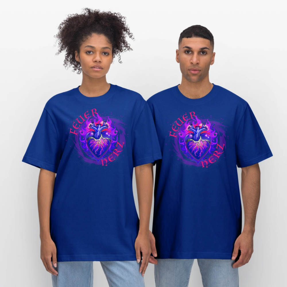 Unisex Bio-T-Shirt mit FEUERHERZ LILA PRINT - Dunkelblau