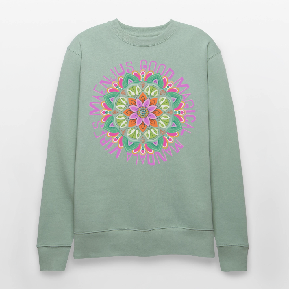 Unisex Bio-Sweatshirt mit MANDALA VIBES PRINT - Helles Graugrün