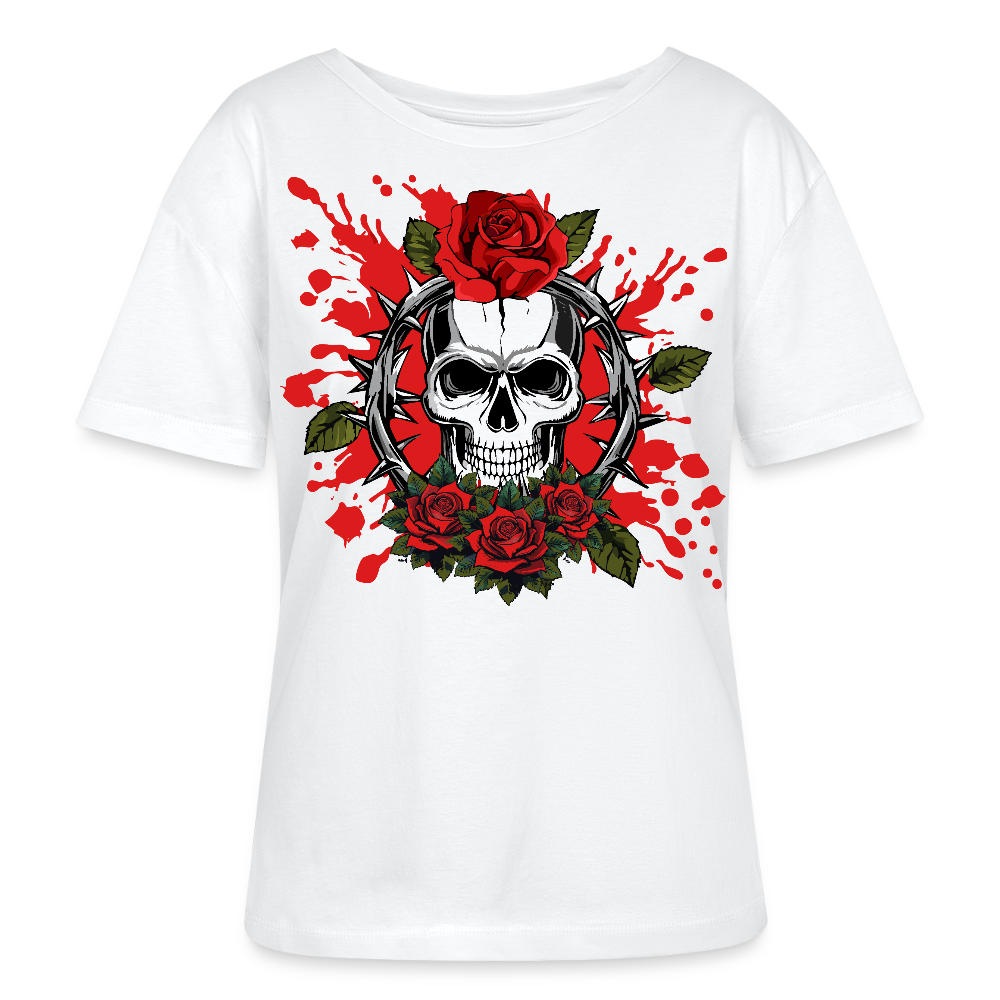 Frauen T-Shirt mit ROSEN SKULL PRINT - Weiß