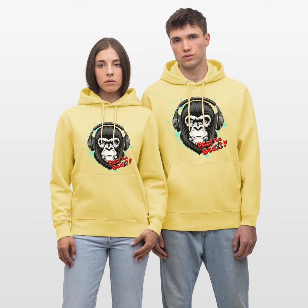 Unisex Hoodie mit FEEL THE BEA(S)T PRINT - Gelb Viva 