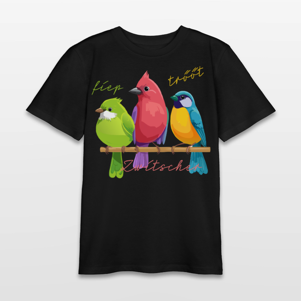 MNJS TEENS Bio T-Shirt mit ZWITSCHERGÄNG PRINT - Schwarz