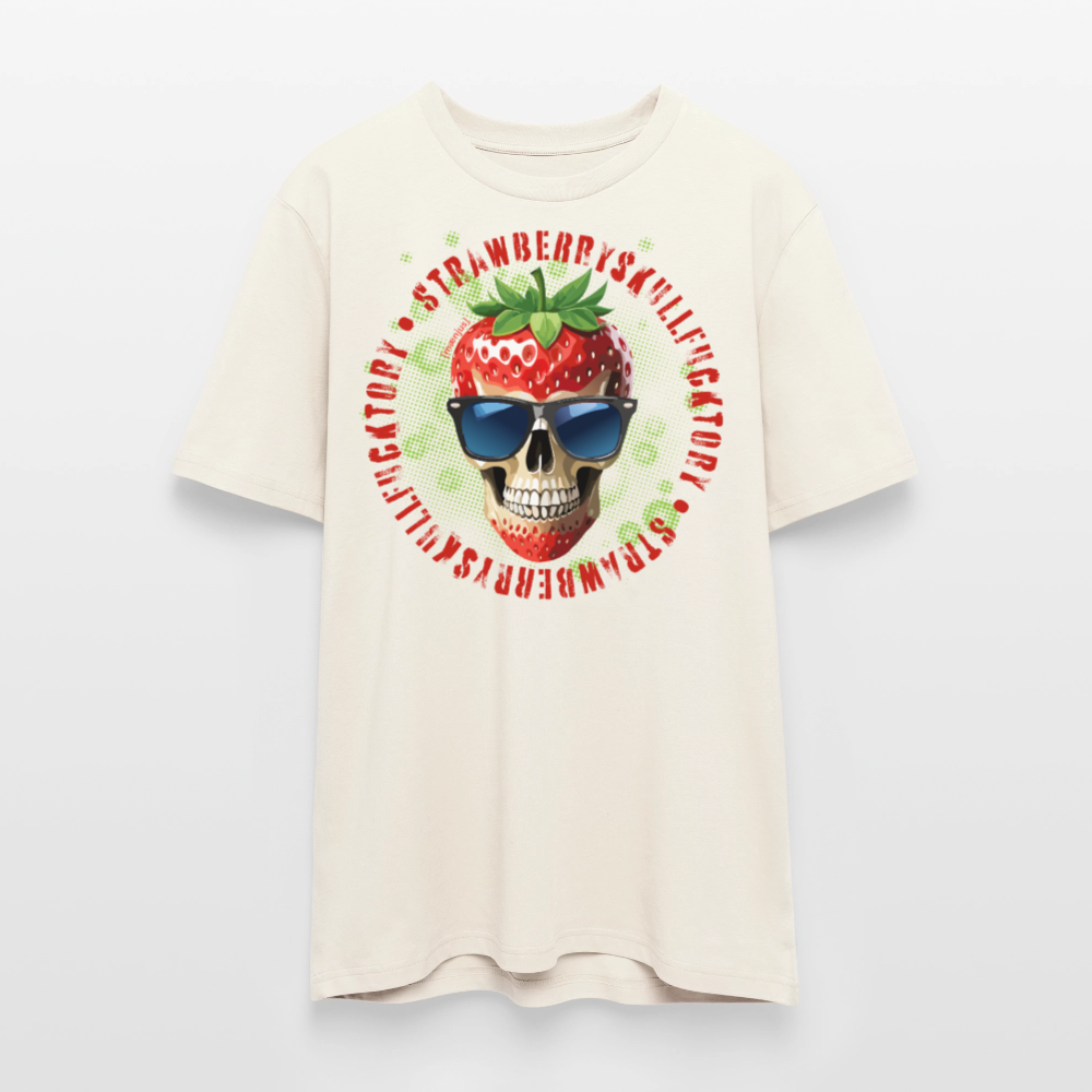 Unisex Bio-T-Shirt mit STRAWBERRY SKULL PRINT Vorderseite - Naturweiß 