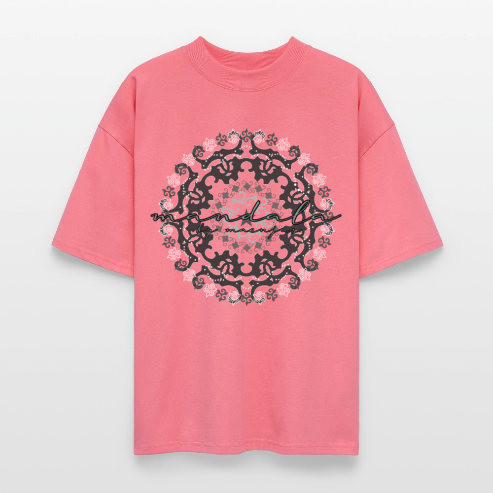 Oversized Unisex Bio T-Shirt mit BLACK MANDALA PRINT - Pink 