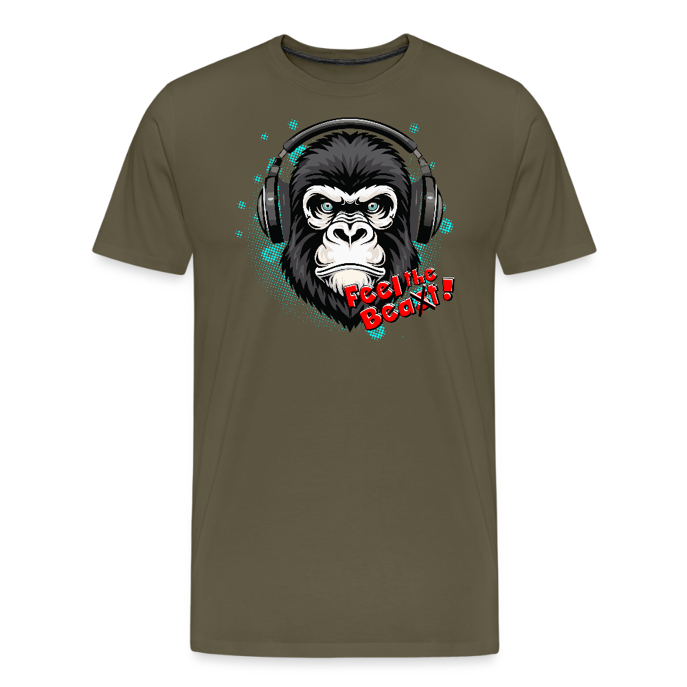 Männer Premium T-Shirt mit FEEL THE BEA(S)T PRINT - Khaki