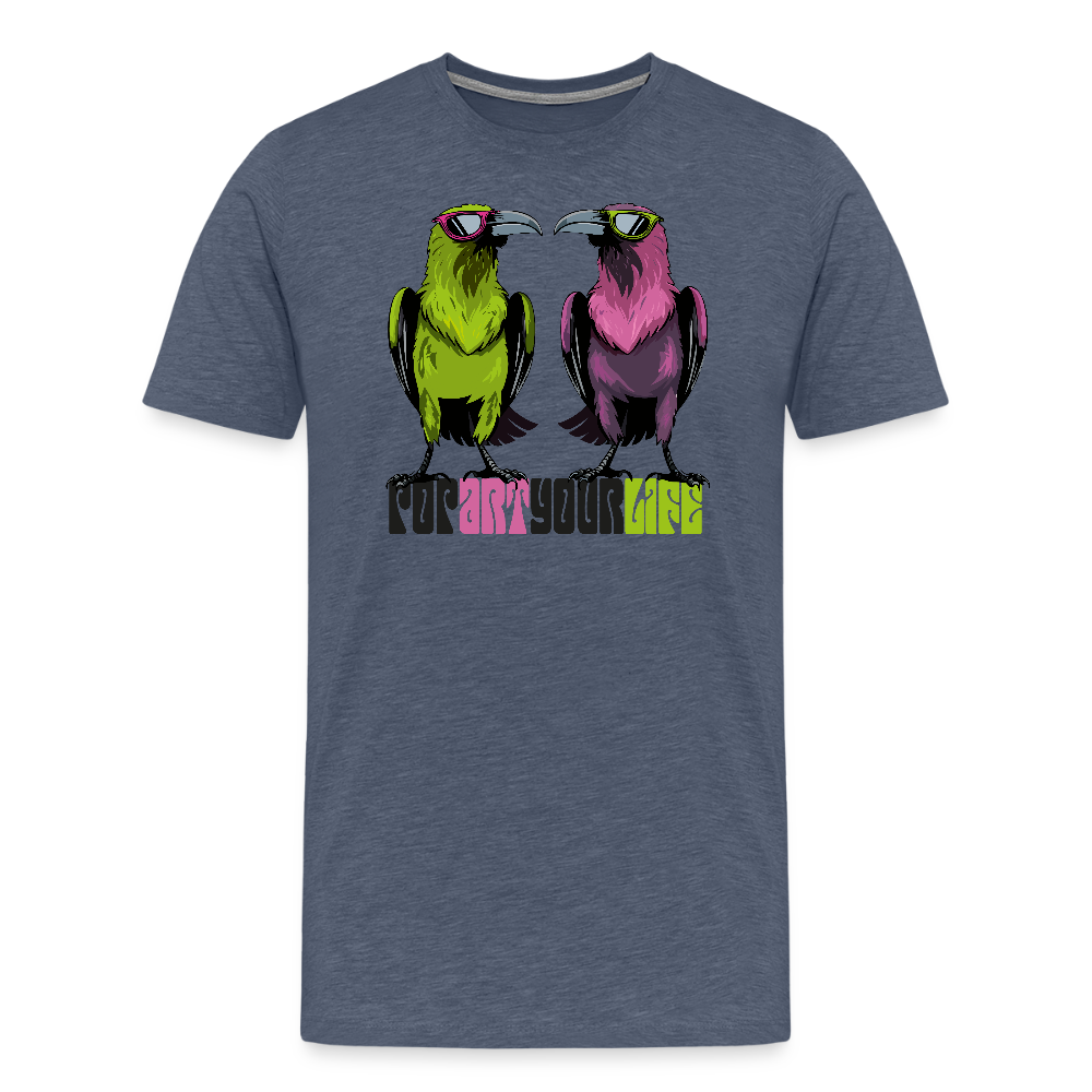 Männer Premium T-Shirt mit POPART YOUR LIFE PRINT - Blau meliert