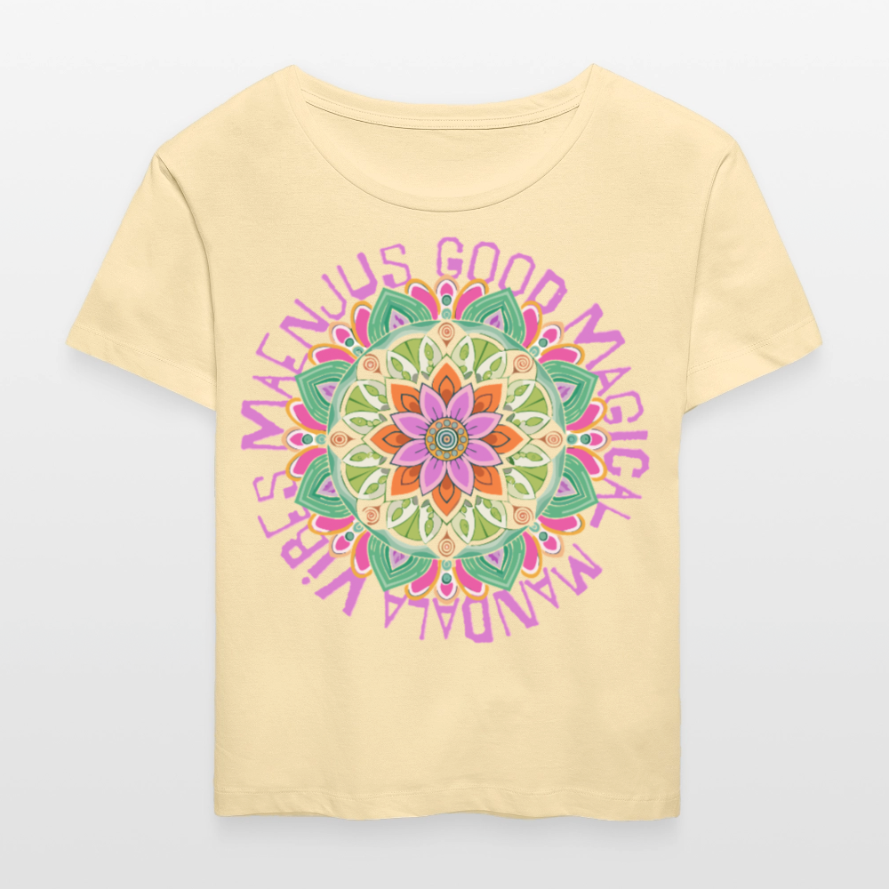 Rundhals Frauen Bio-T-Shirt mit Mandala Vibes PRINT - Creme