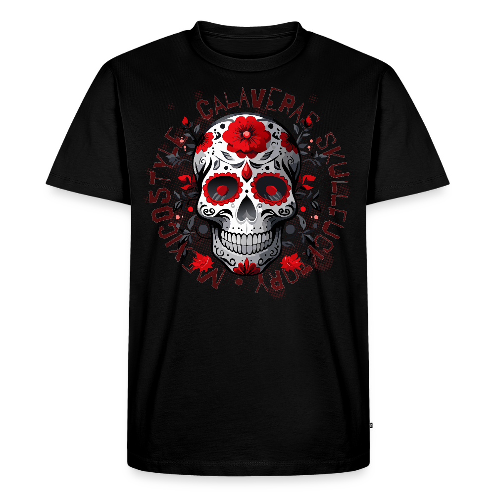 Männer Premium T-Shirt mit CALAVERAS SKULL PRINT - Schwarz