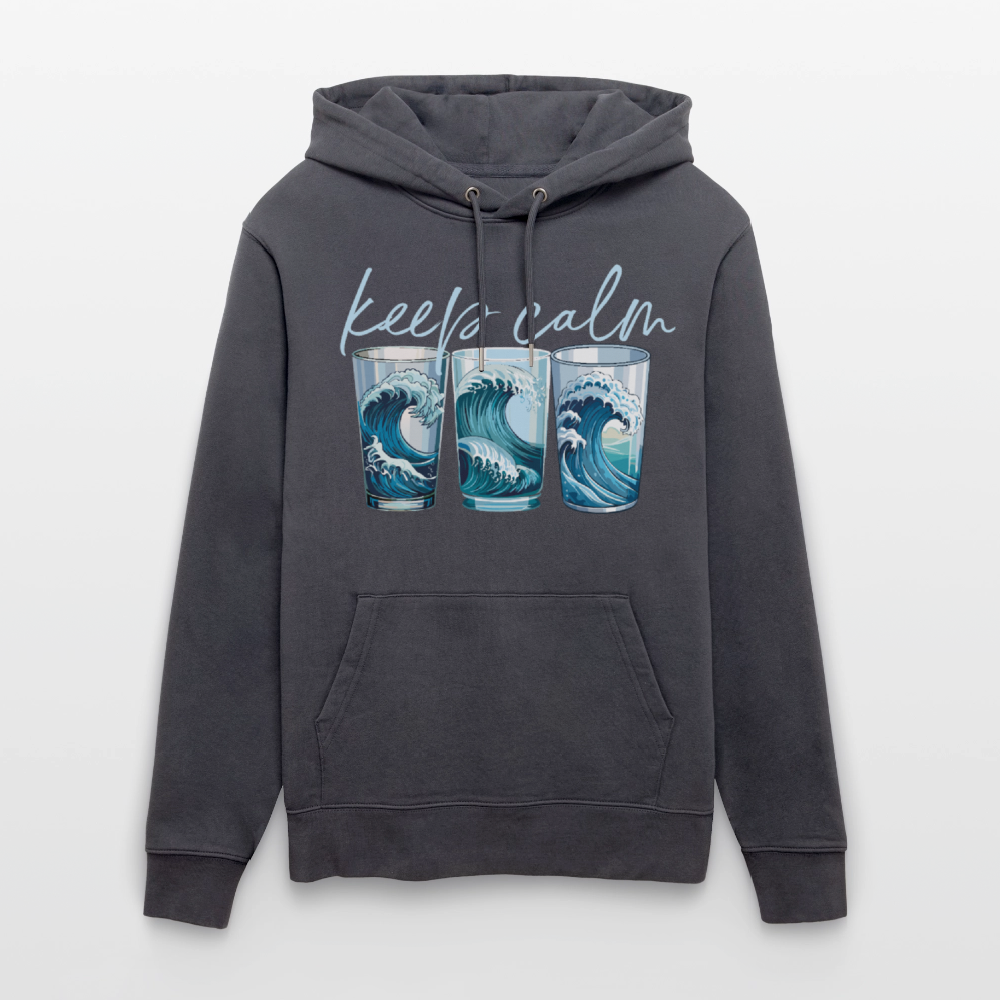 Unisex Bio-Hoodie mit KEEP CALM PRINT - Indigoblau