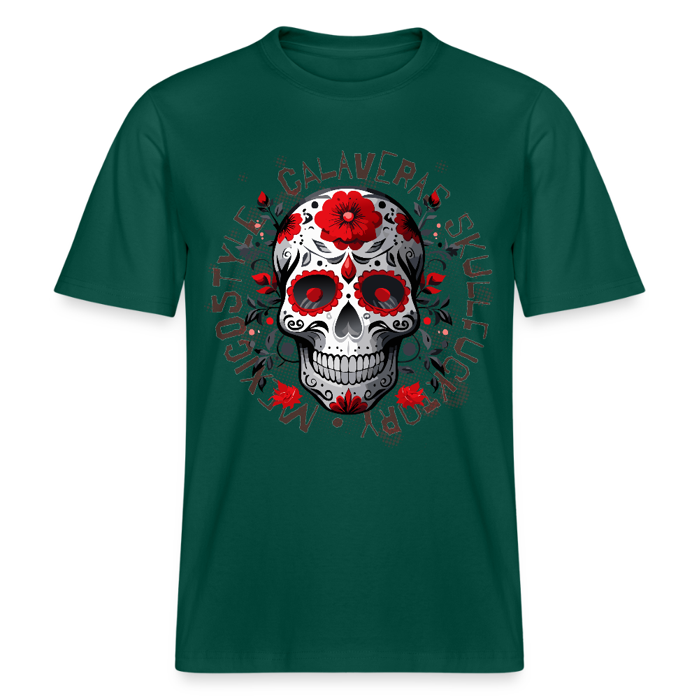 Relaxed Fit Unisex Bio-T-Shirt mit CALAVERS ROSEN PRINT Vorderseite - Forest