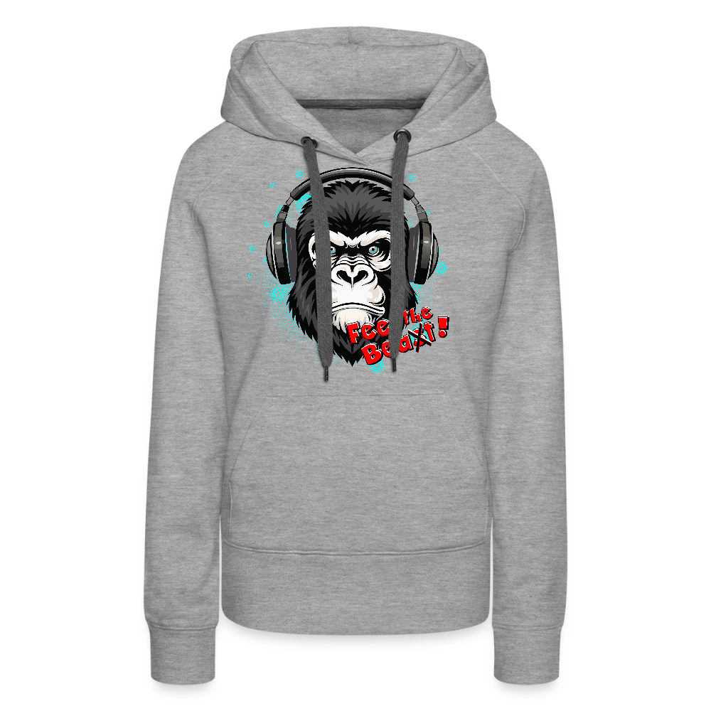 Frauen Premium Hoodie mit FEEL THE BEA(S)T PRINT - Grau meliert