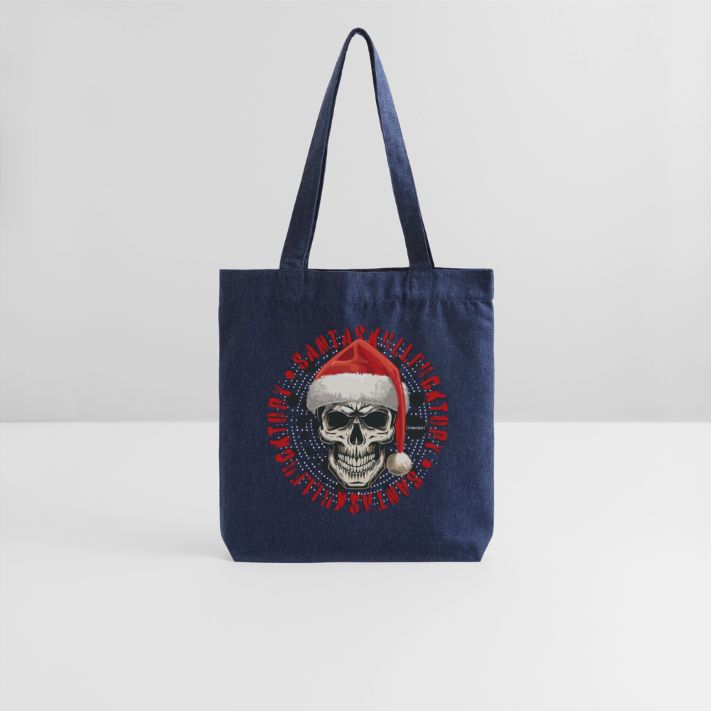 Recycelter Heavyweight Stoffbeutel mit SANTASKULL PRINT - melange Blue