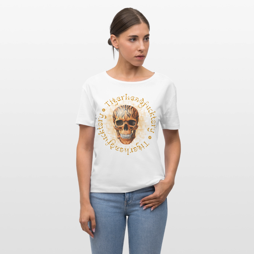Frauen T-Shirt mit TIGERHEAD SKULL PRINT - Weiß