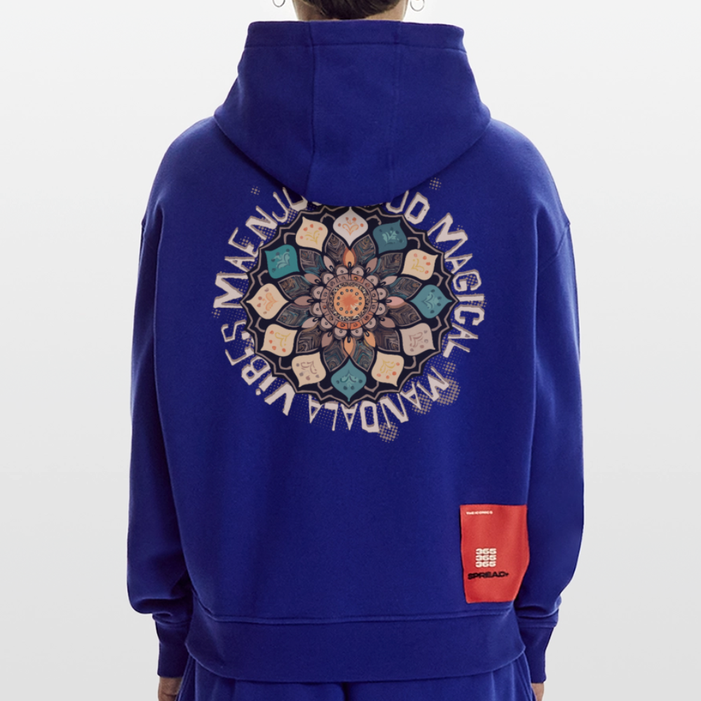 Heavyweight Oversized Organic Hoodie Made in EU mit Mandala Vibes Print - Iconic Blue