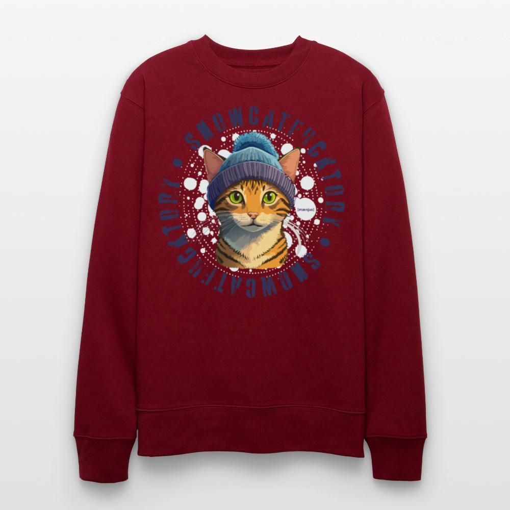 Unisex Bio-Sweatshirt mit SNOWCAT PRINT - Burgunderrot