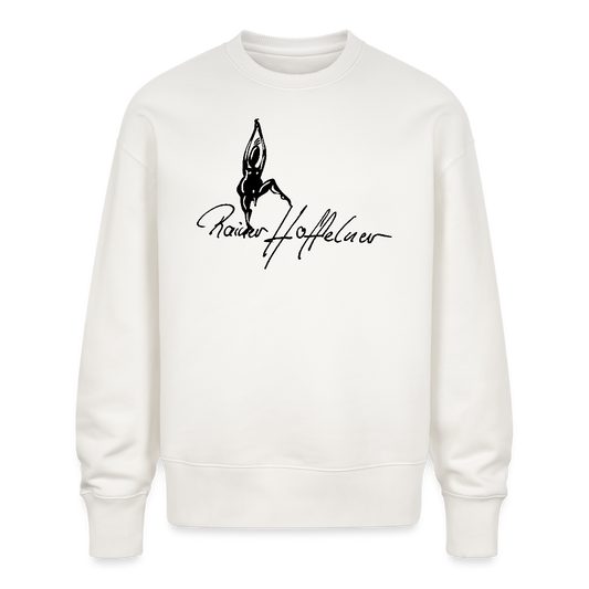 Unisex Oversize Bio Pullover mit TUSCHEMÄNNCHEN PRINT - OFF WHITE
