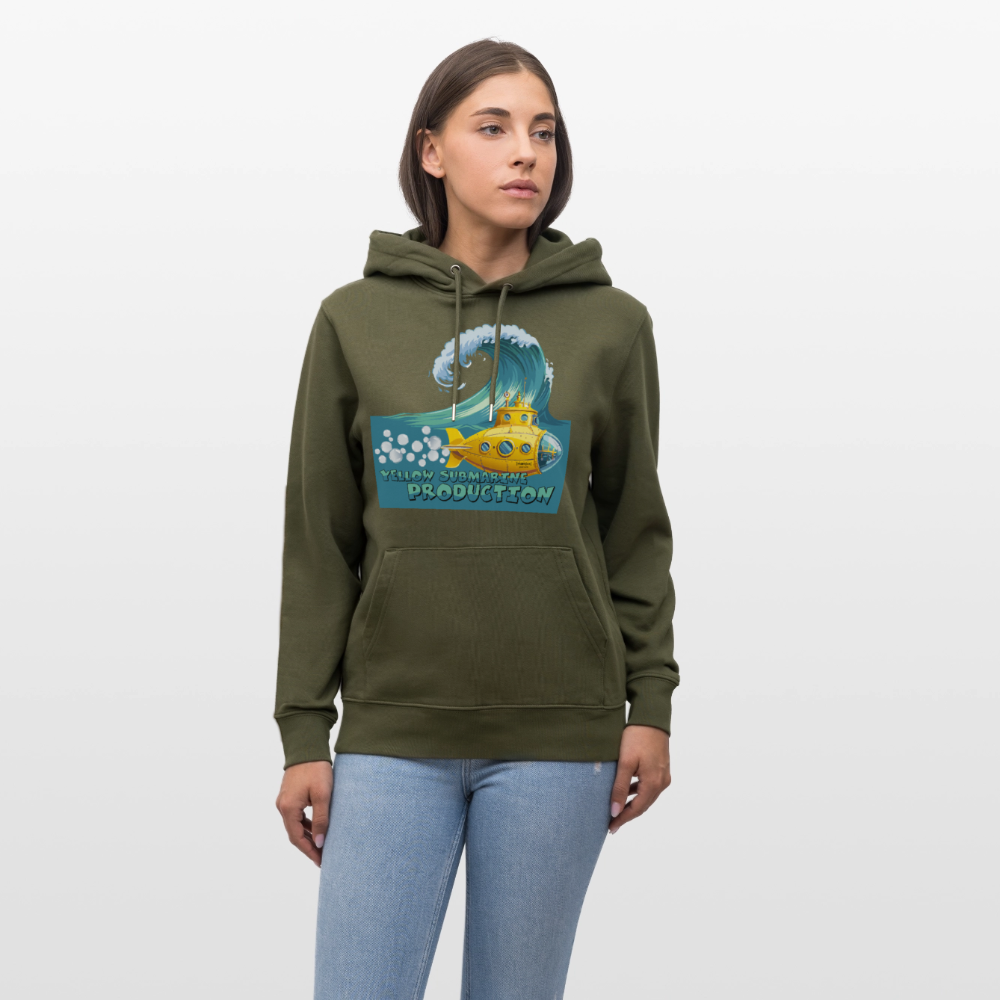 Unisex Bio-Hoodie mit YELLOW SUBMARINE PRODUCTION PRINT - Khaki Grün