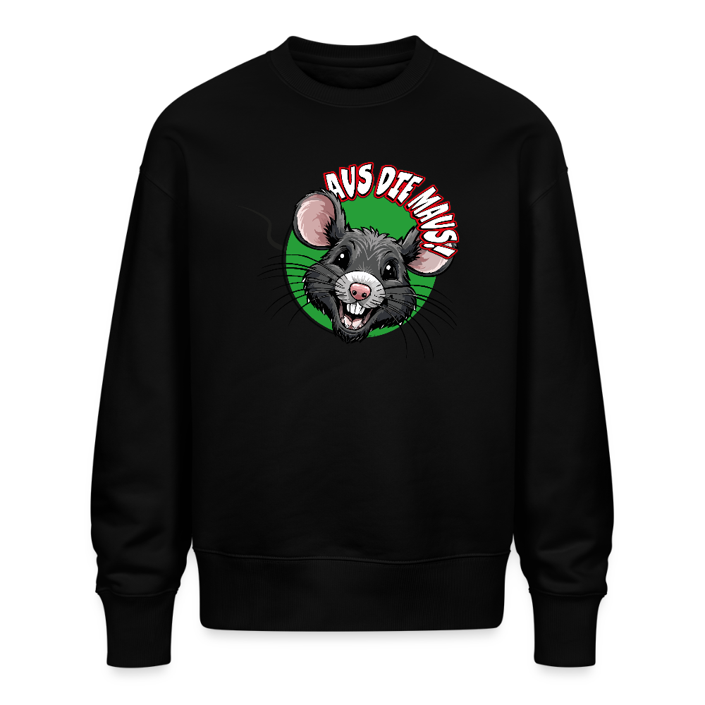 Unisex Oversize Pullover mit AUS DIE MAUS PRINT - Schwarz