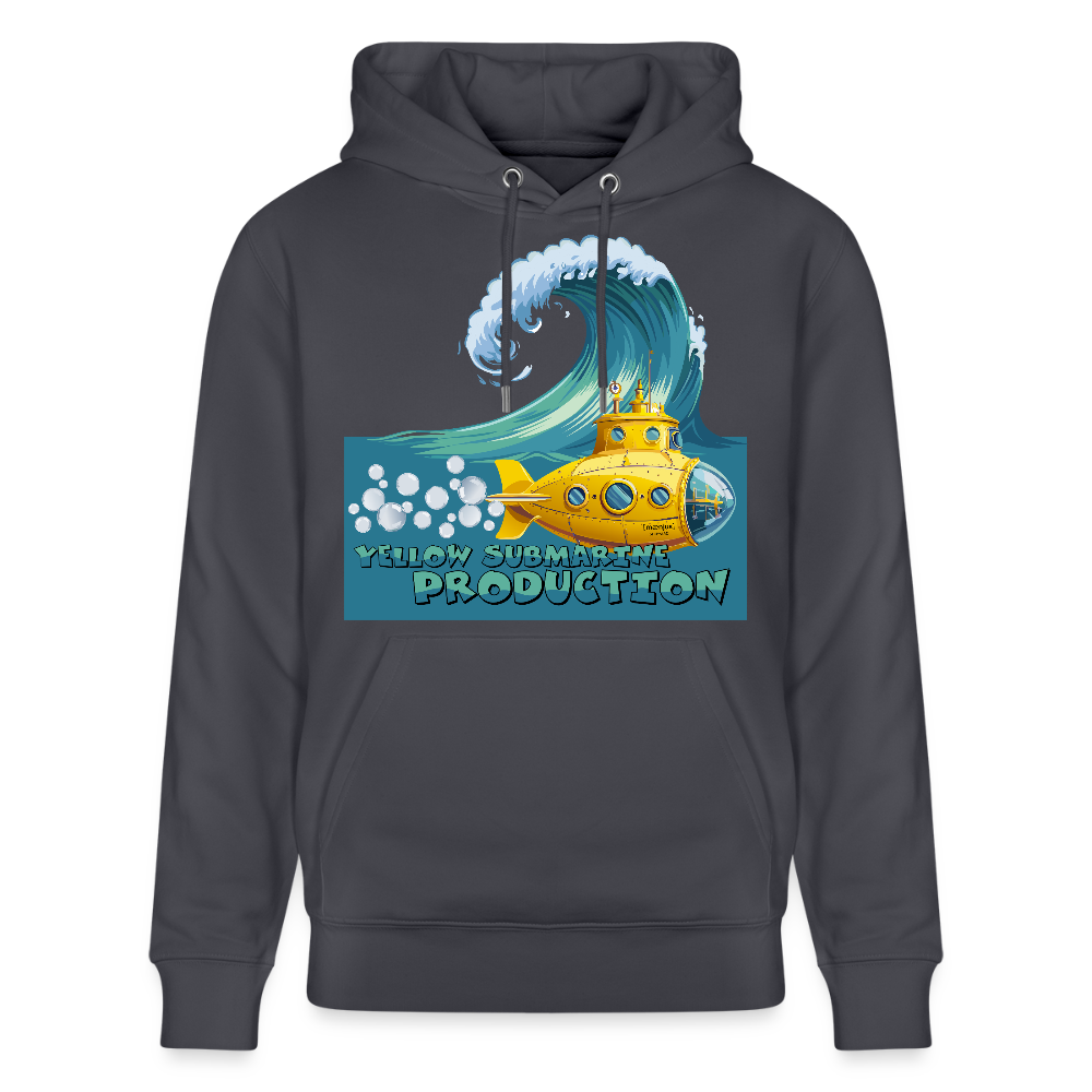 Unisex Bio-Hoodie mit YELLOW SUBMARINE PRODUCTION PRINT - Indigoblau