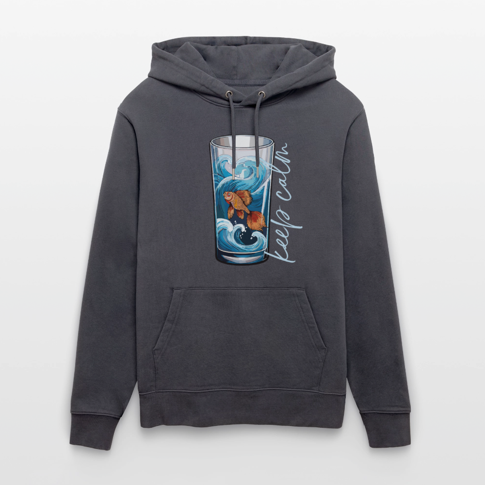 Unisex Bio-Hoodie mit KEEP CALM PRINT - Indigoblau