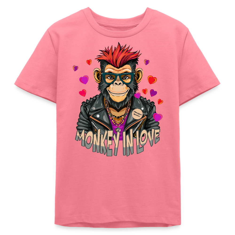 MNJS TEENS Bio T-Shirt mit MONKEY IN LOVE PRINT - Pink 