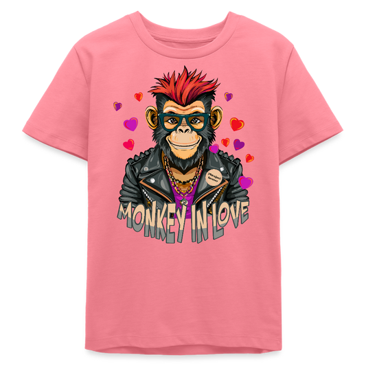 MNJS TEENS Bio T-Shirt mit MONKEY IN LOVE PRINT - Pink 