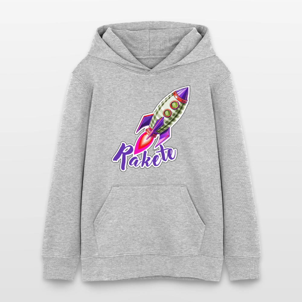 Teens Bio-Hoodie mit RAKETE PRINT - Grau meliert