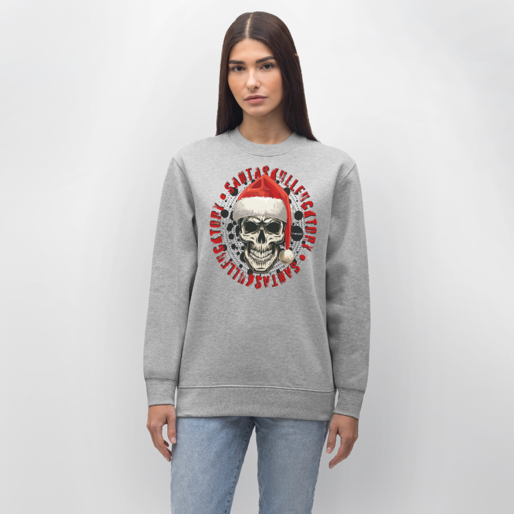 Unisex Bio-Sweatshirt mit SANTASKULL FUCKTORY PRINT - Grau meliert
